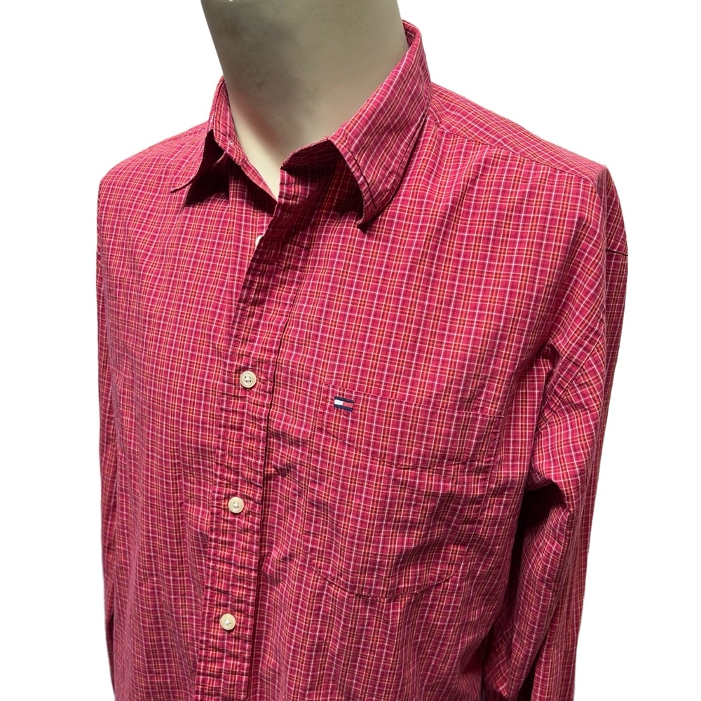 Tommy Hilfiger 311108 Plaid Long Sleeve Chest Pocket Button Up Shirt Medium